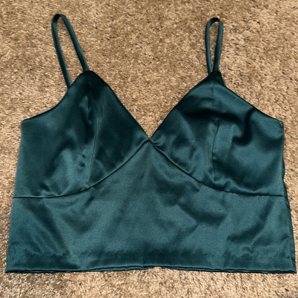 Windsor Crop Top Silk Satin Zip Up Top 🧡